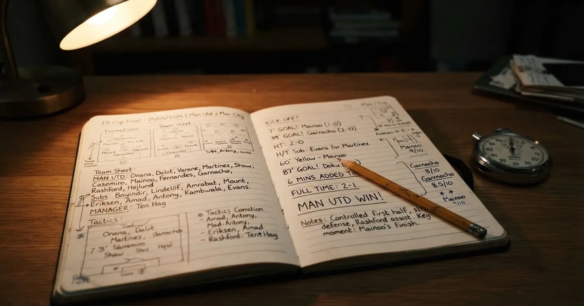 An open notebook with a pencil and a stopwatch on a wooden table